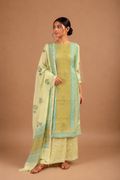 Hand Block Printed Mul Chanderi Three Piece Suit Set