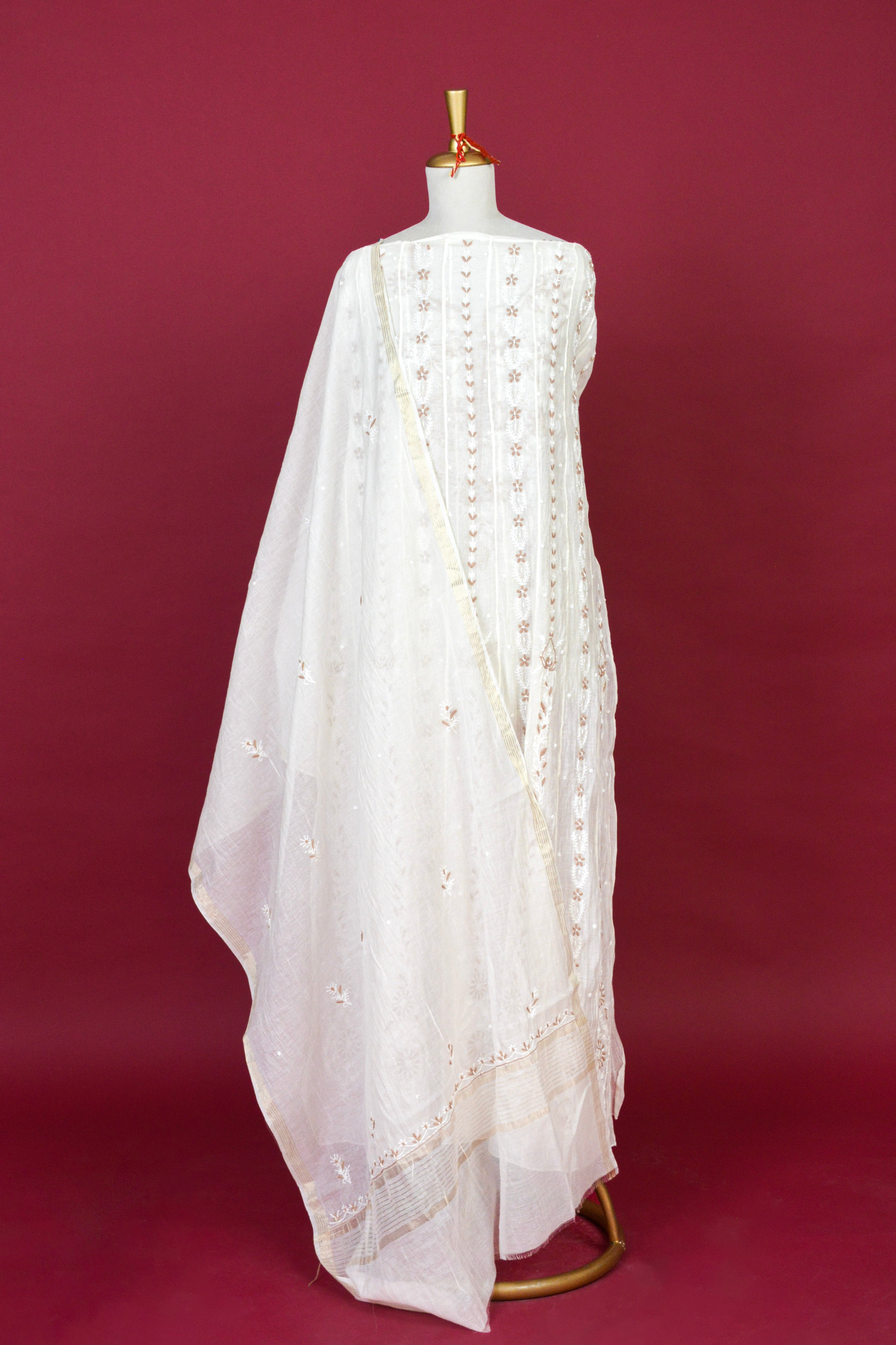 Soft Ivory Chikankari Mul Mul Cotton Kurta Dupatta Set – 2 piece