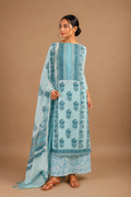 Hand Block Printed Mul Chanderi Three Piece Suit Set