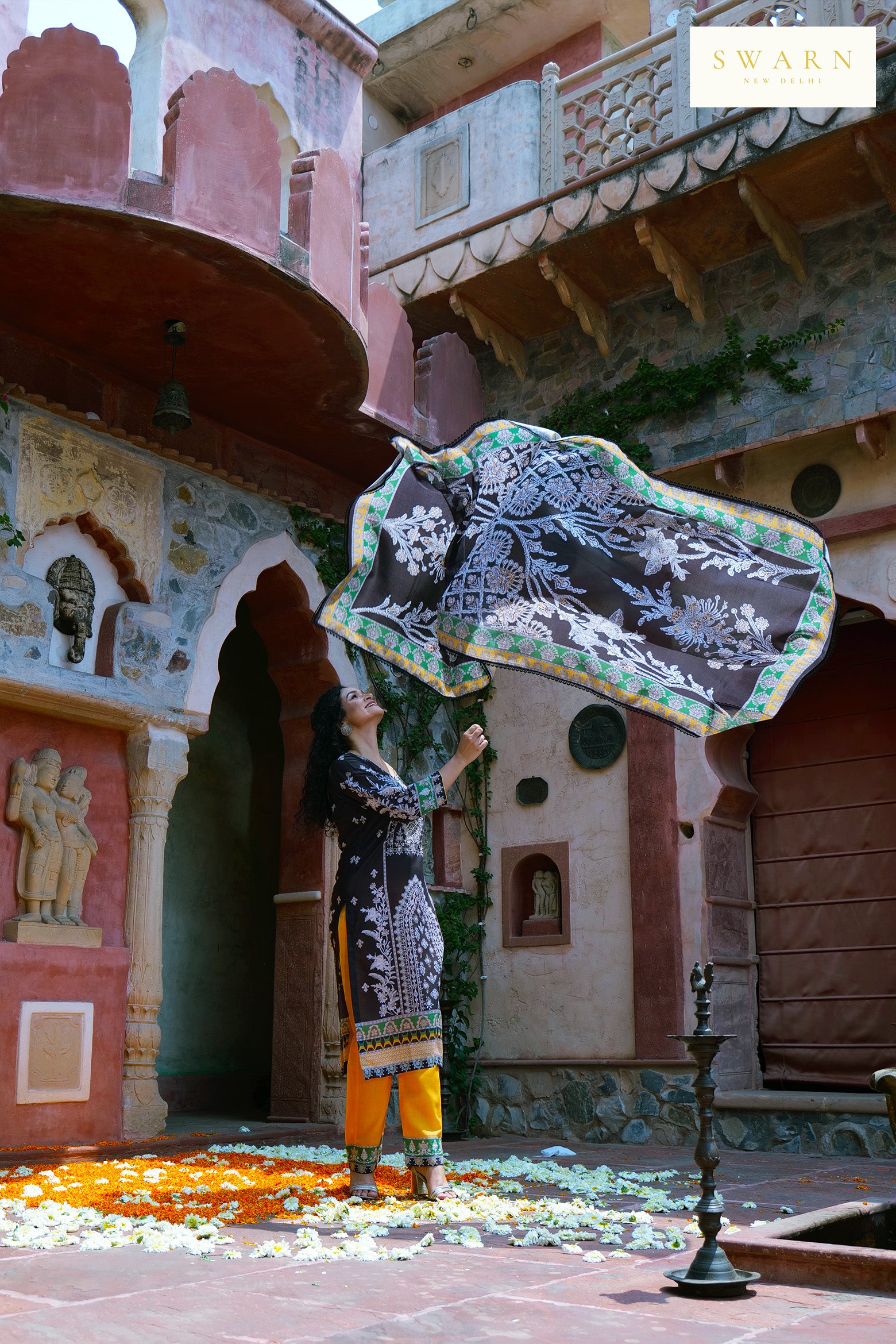 Soft Cotton Digital Printed Kurta with Mul Mul Dupatta & Hand Embroidery – 3 piece