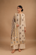 Hand Block Printed Chanderi Suit with French Knots & Kantha Work