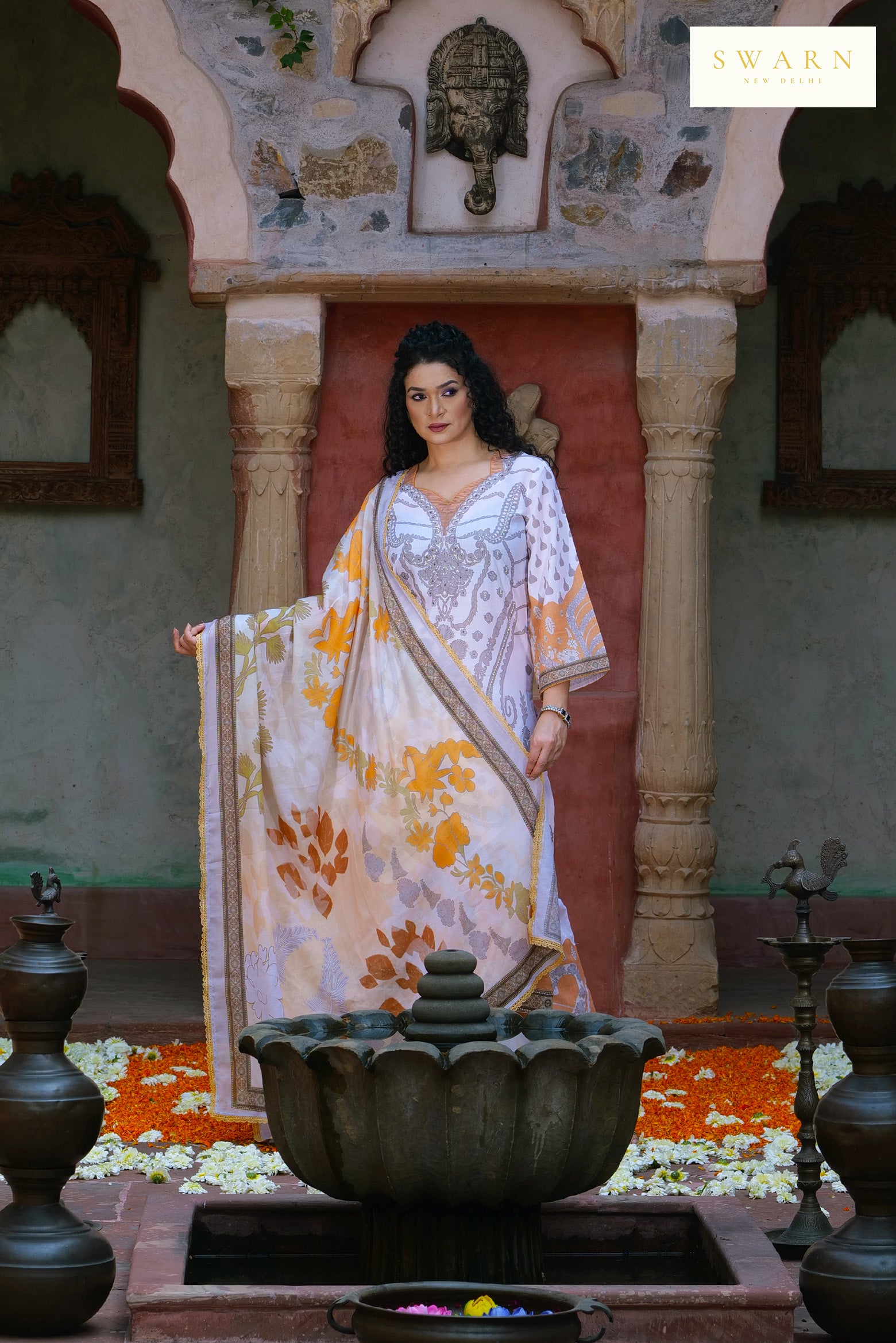 Soft Cotton Digital Printed Kurta with Mul Mul Dupatta & Hand Embroidery – 3 piece