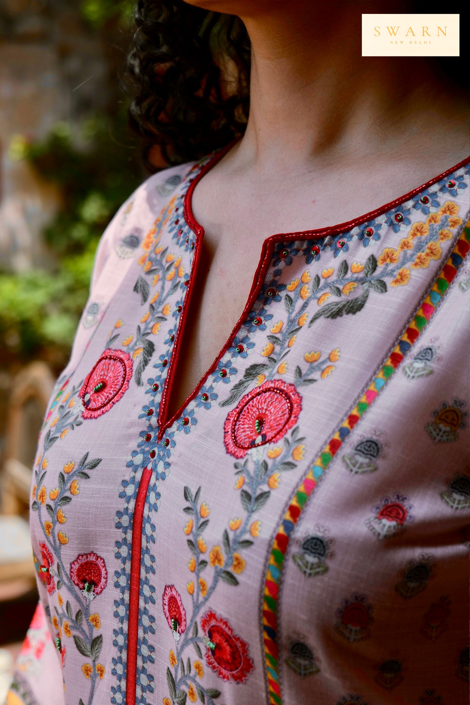 Soft Cotton Digital Printed Kurta with Mul Mul Dupatta & Hand Embroidery – 3 piece