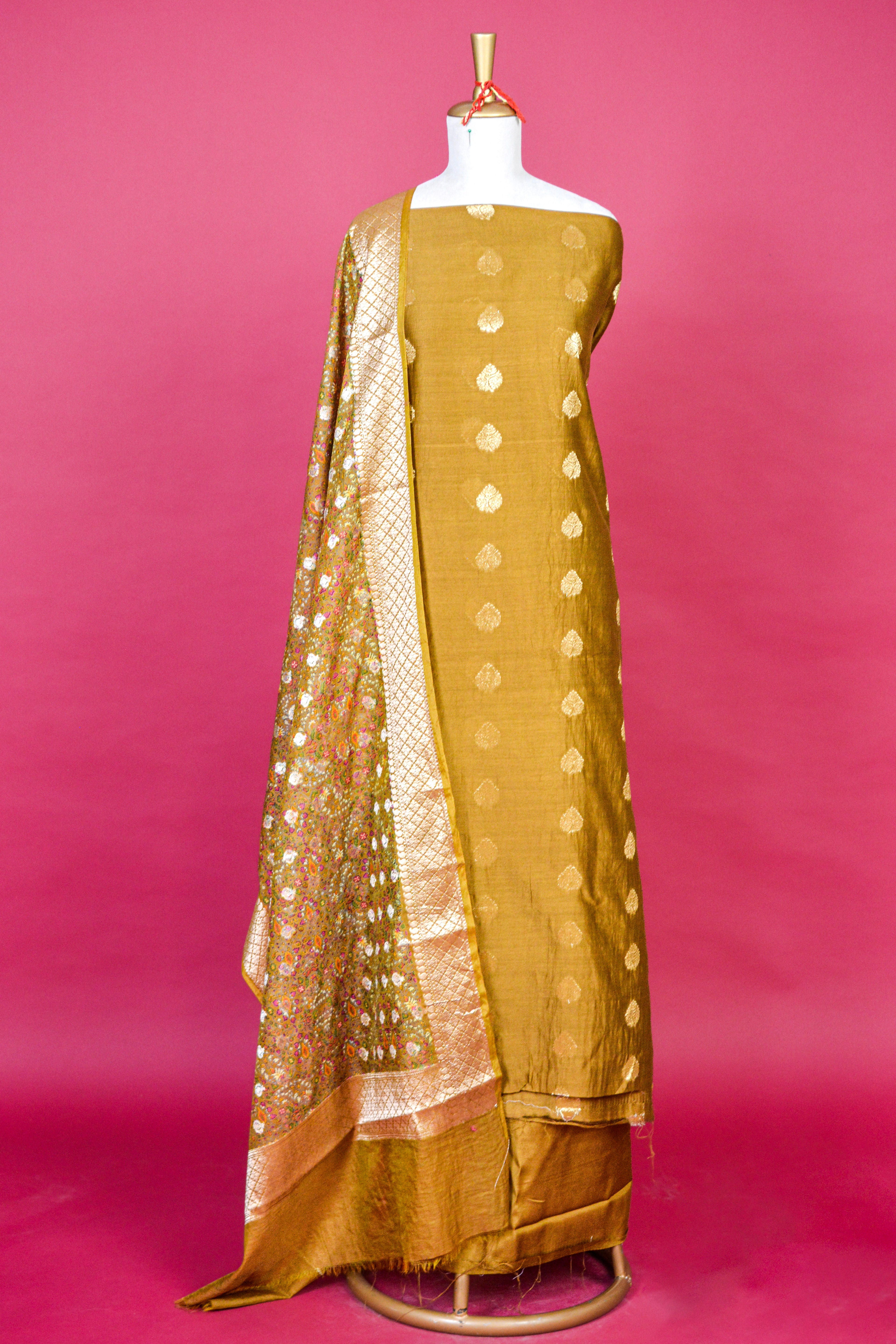 Mustard Yellow Banarasi Silk Zari Weave Kurta Dupatta Set – 3 Piece