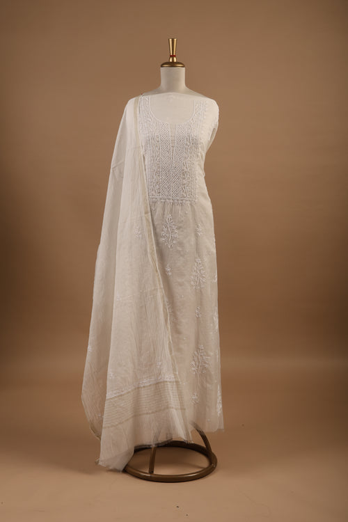 Classic White Chikankari Unstitched 2-Piece Suit Set