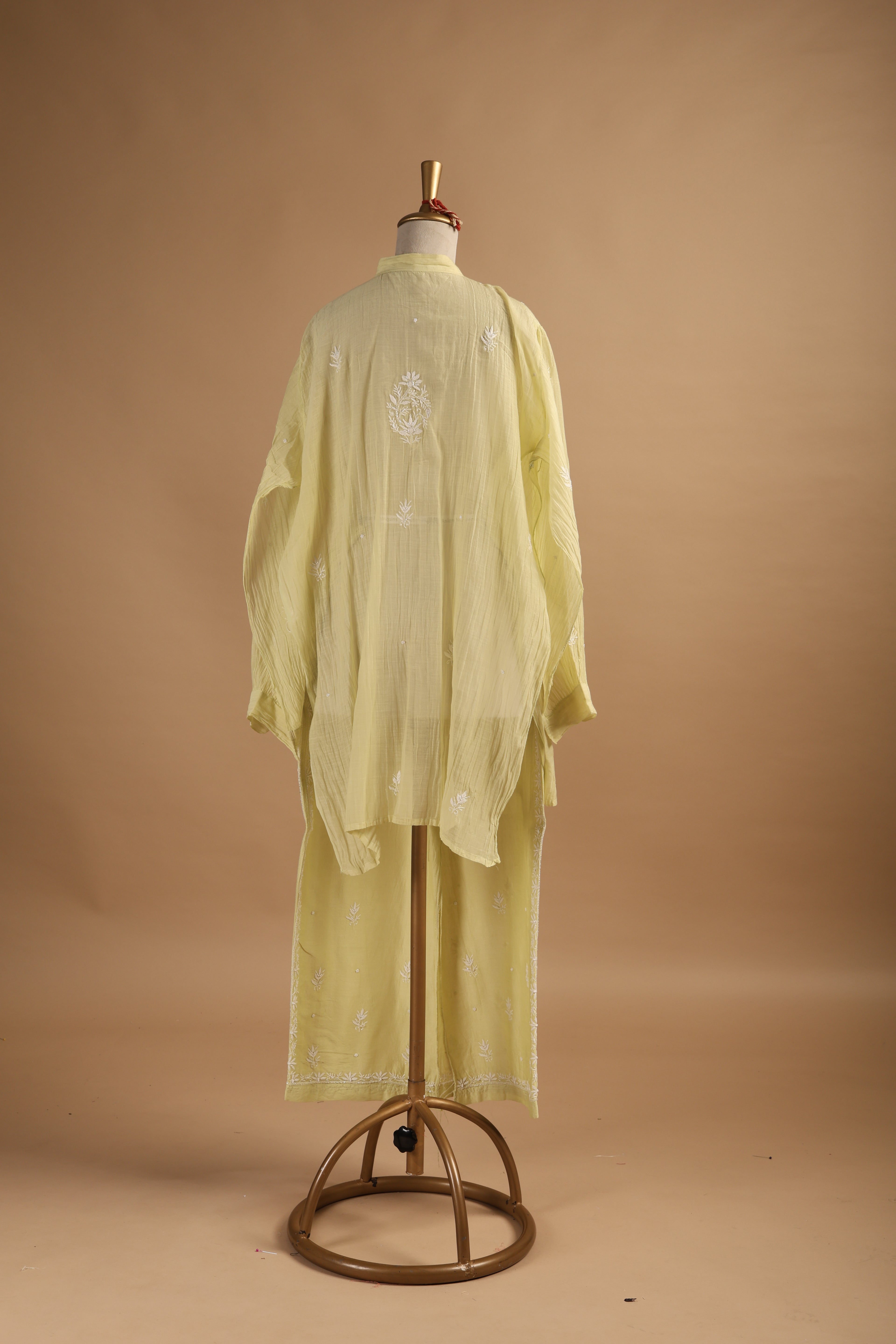 Lime Chikankari semi stitched coord sets