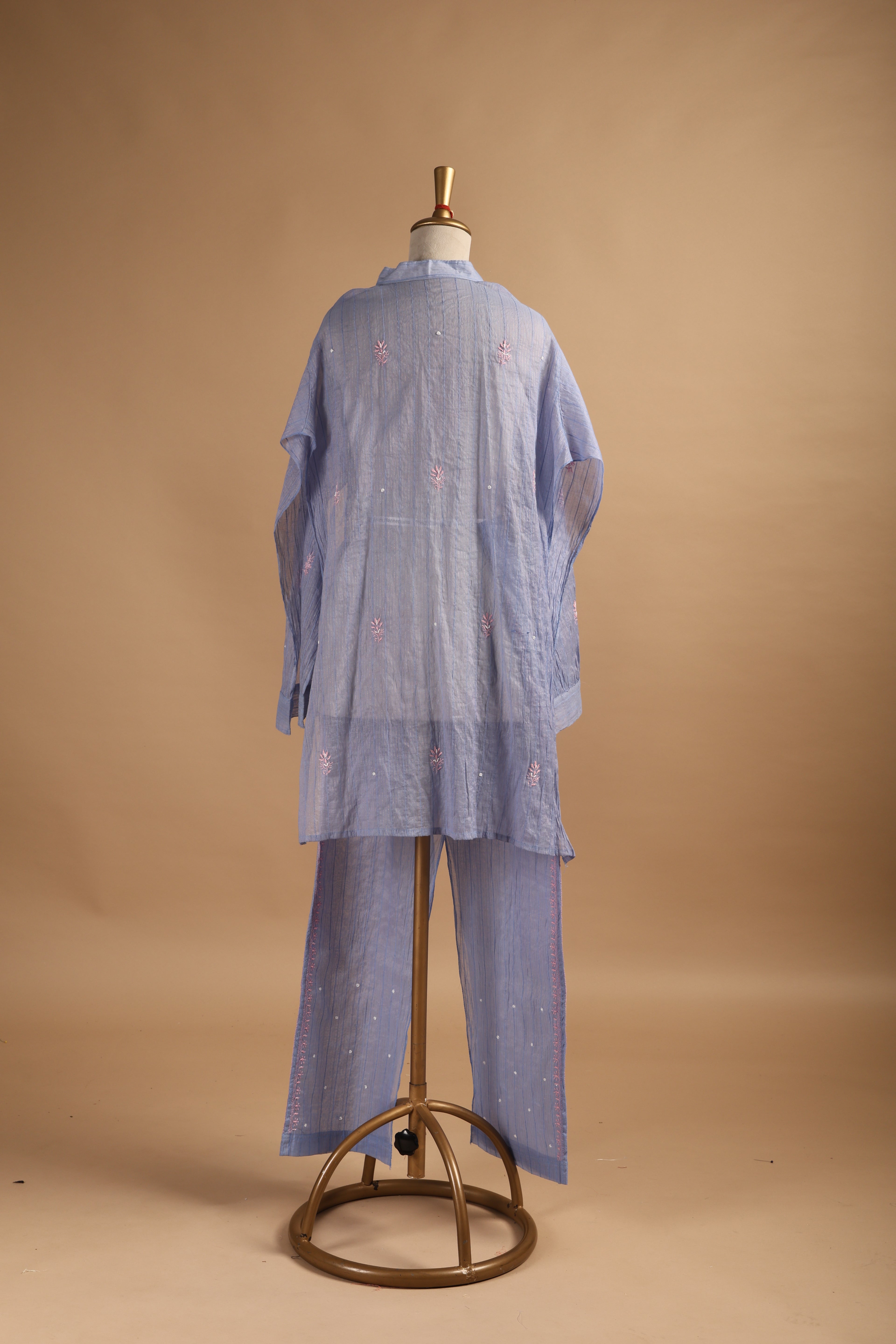Blue Chikankari Semi-Stitched Coord Set