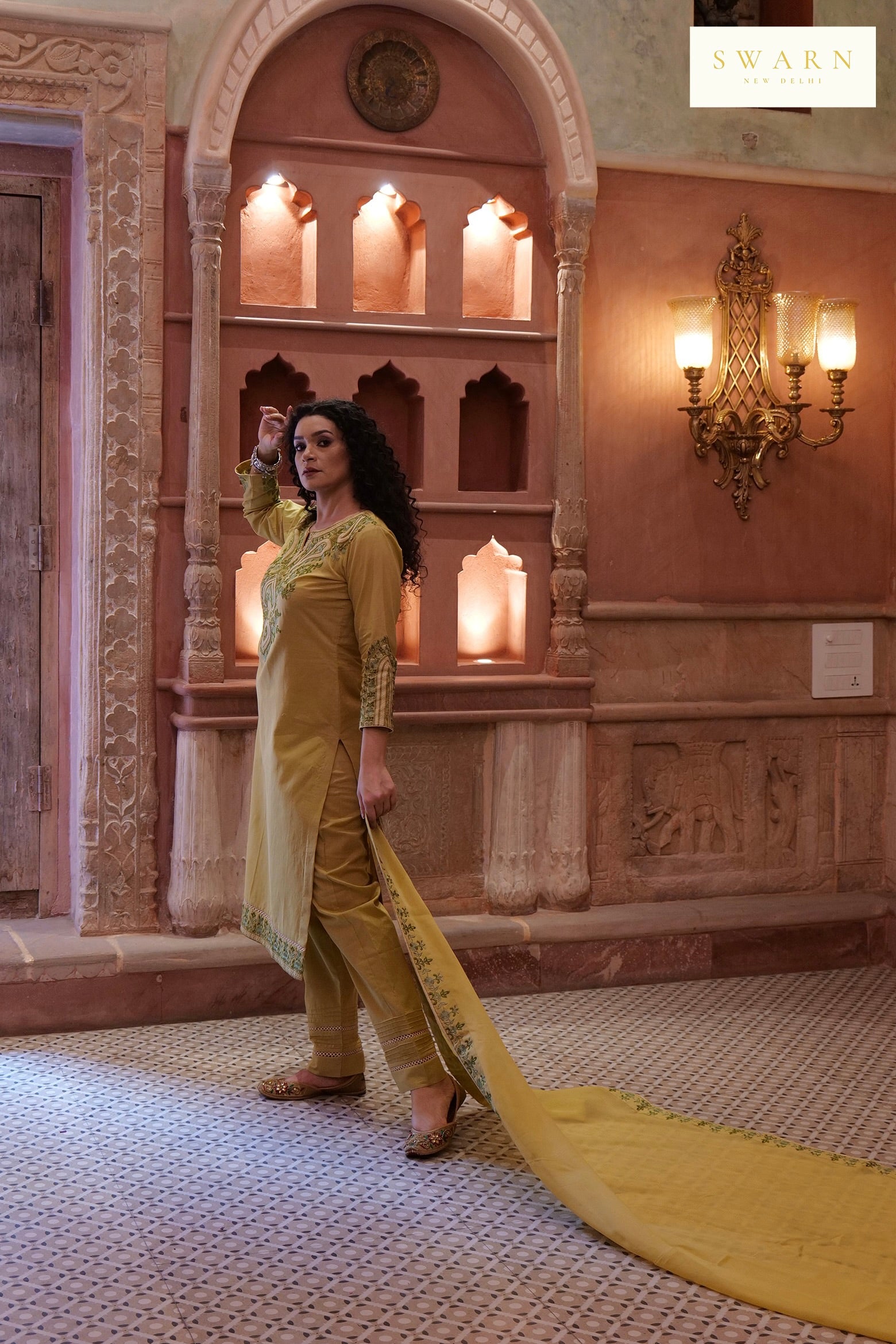 Olive Green Cotton Cambric Embroidered Kurta Dupatta Set – 3 piece