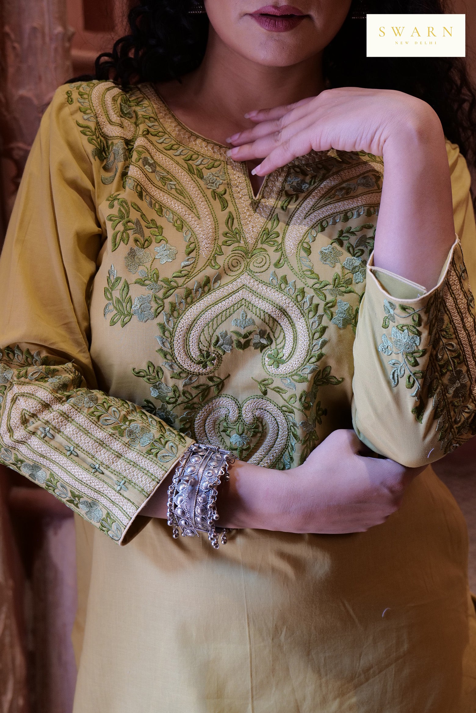 Olive Green Cotton Cambric Embroidered Kurta Dupatta Set – 3 piece