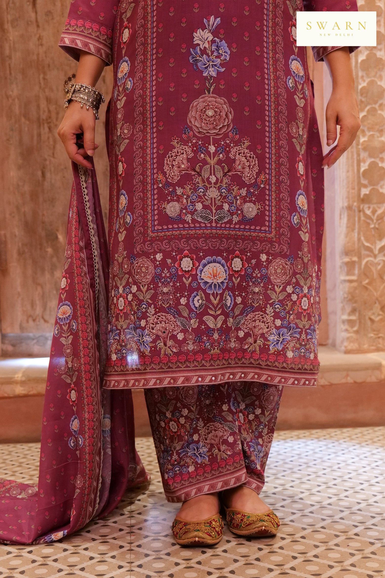 Soft Cotton Digital Printed Kurta with Mul Mul Dupatta & Hand Embroidery – 3 piece