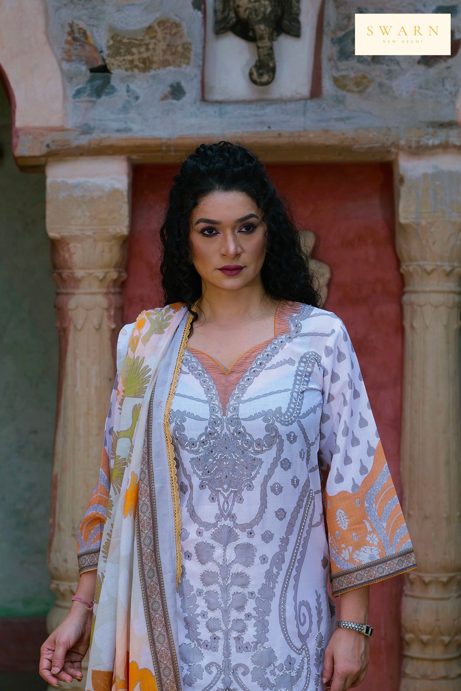 Soft Cotton Digital Printed Kurta with Mul Mul Dupatta & Hand Embroidery – 3 piece