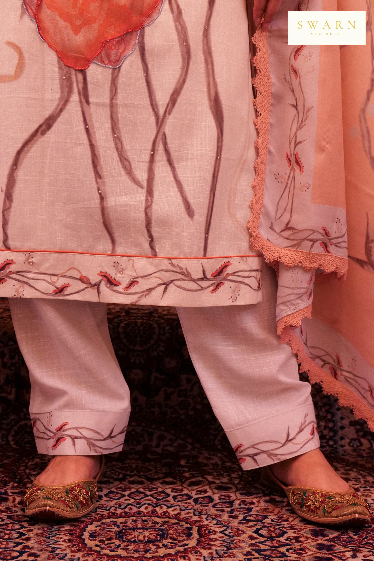 Soft Cotton Linen Digital Printed Kurta with Mul Mul Dupatta & Hand Embroidery – 3 piece