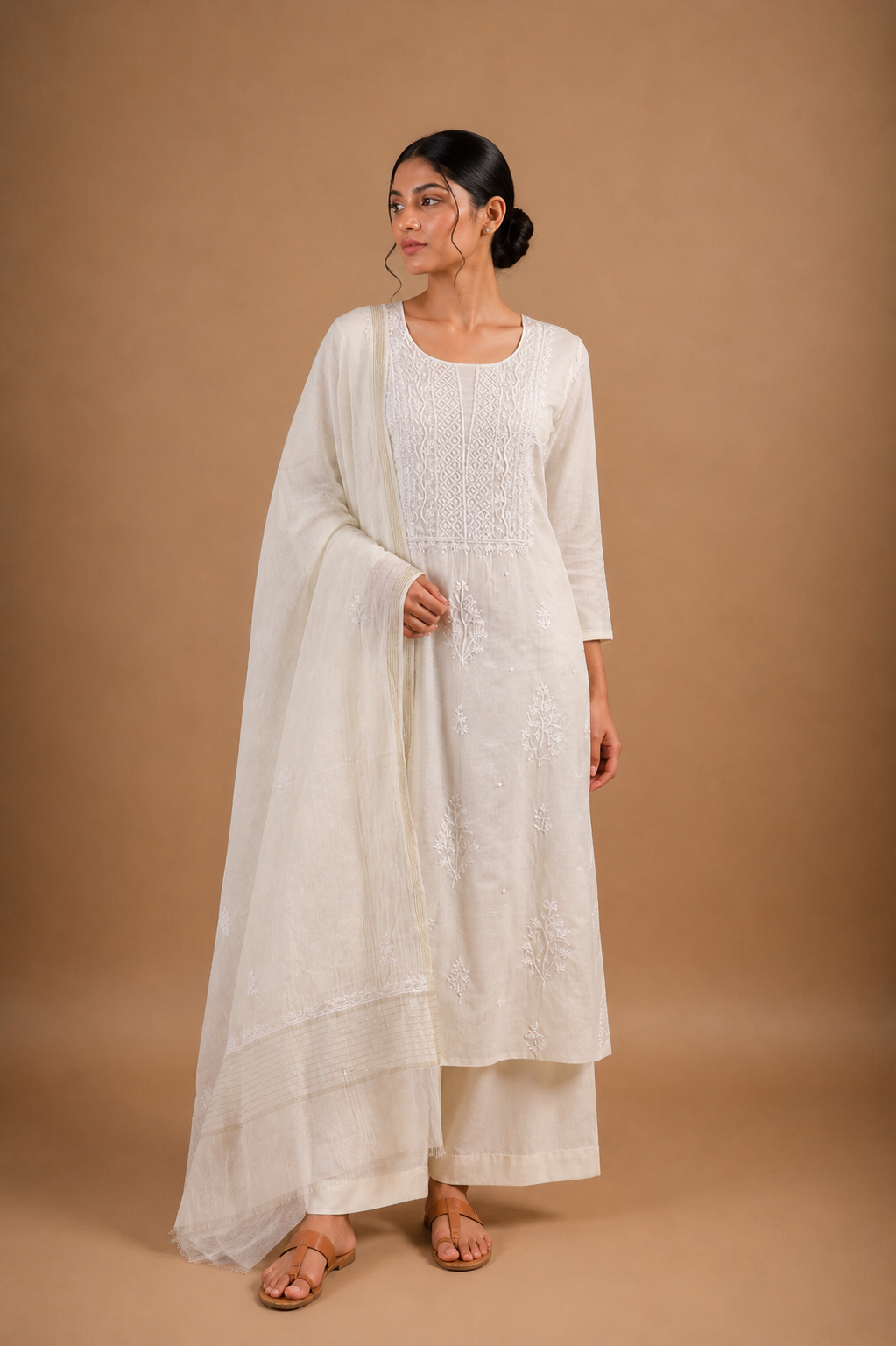 Classic White Chikankari Unstitched 2-Piece Suit Set