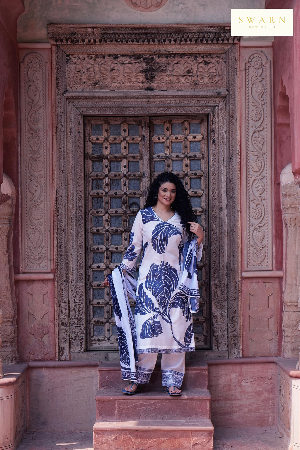 Soft Cotton Linen Digital Printed Kurta with Mul Mul Dupatta & Hand Embroidery – 3 piece