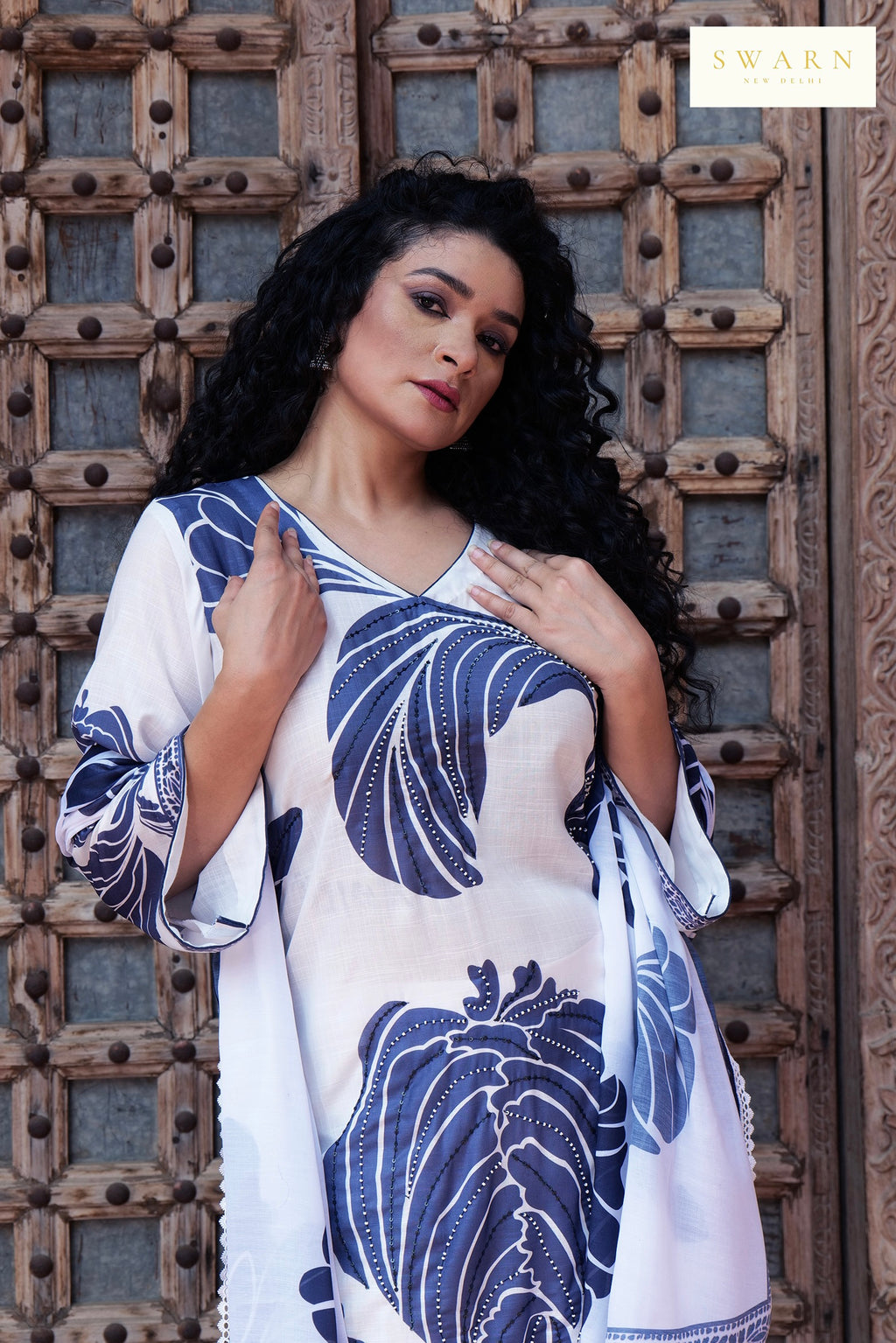 Soft Cotton Linen Digital Printed Kurta with Mul Mul Dupatta & Hand Embroidery – 3 piece
