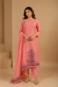 Hand Embroidered Unstitched 3-Piece Suit Set in Chanderi