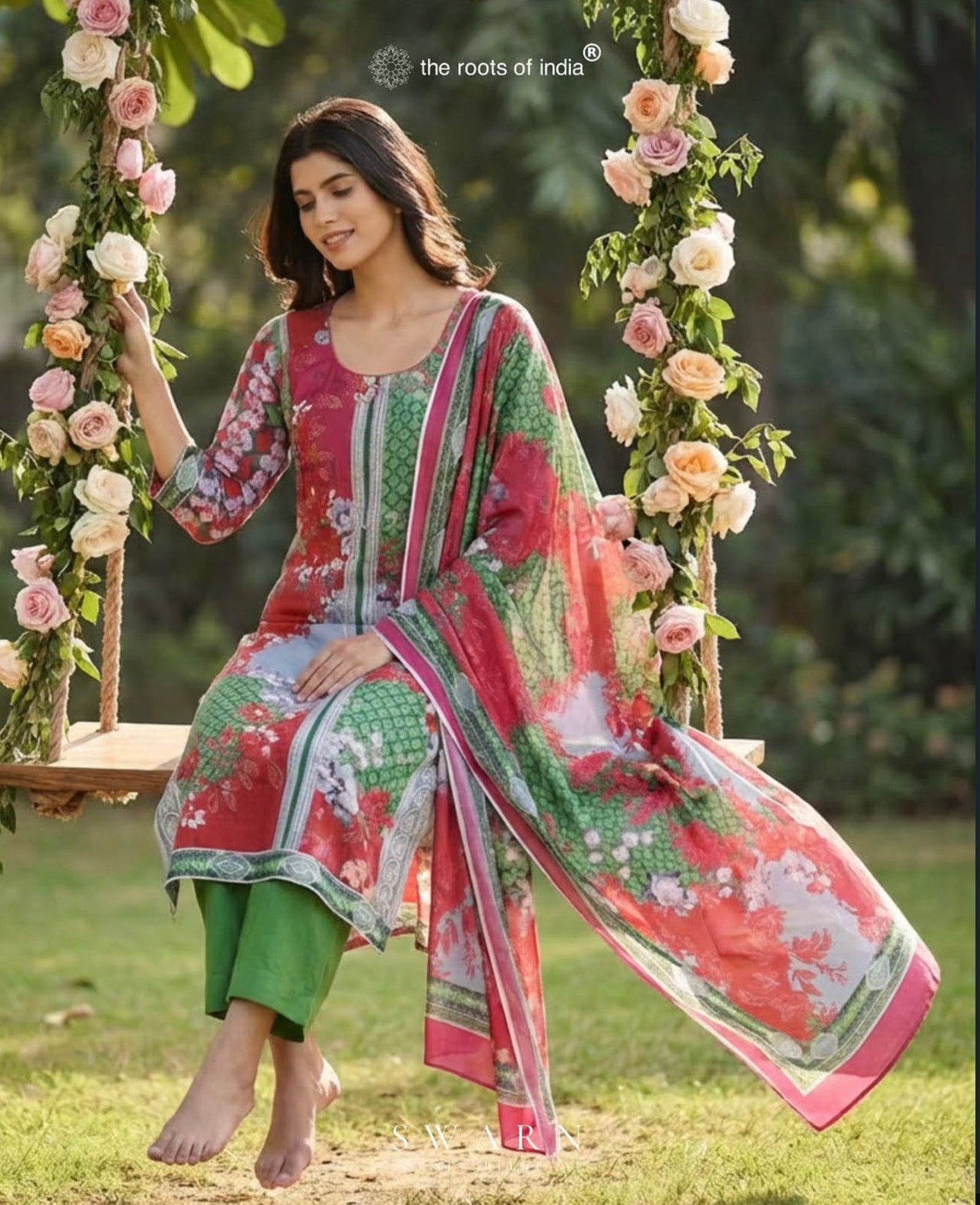 Cotton Muslin Hand Embroidered Kurta Dupatta Set with Muslin Dupatta – 3 piece