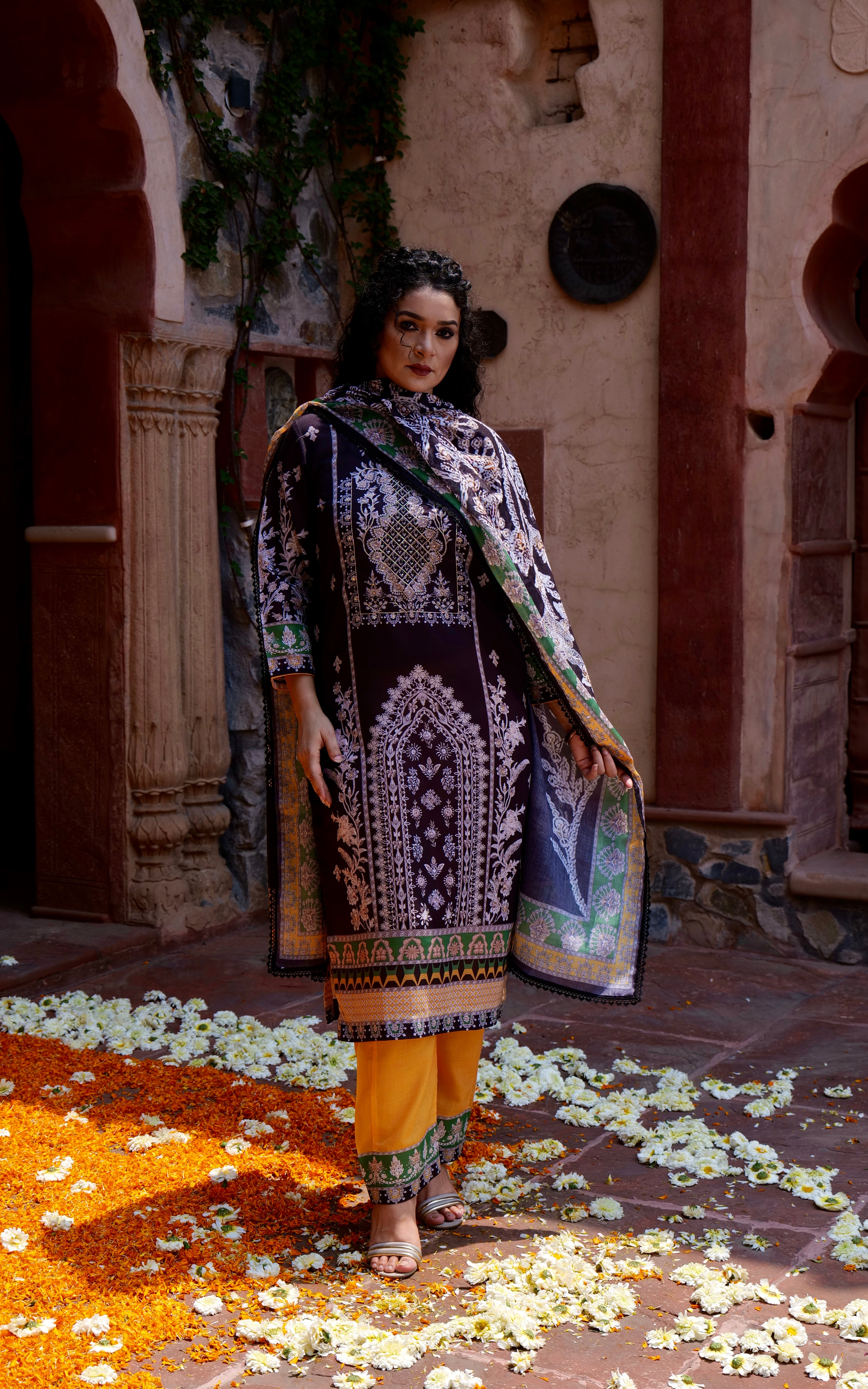 Soft Cotton Digital Printed Kurta with Mul Mul Dupatta & Hand Embroidery – 3 piece