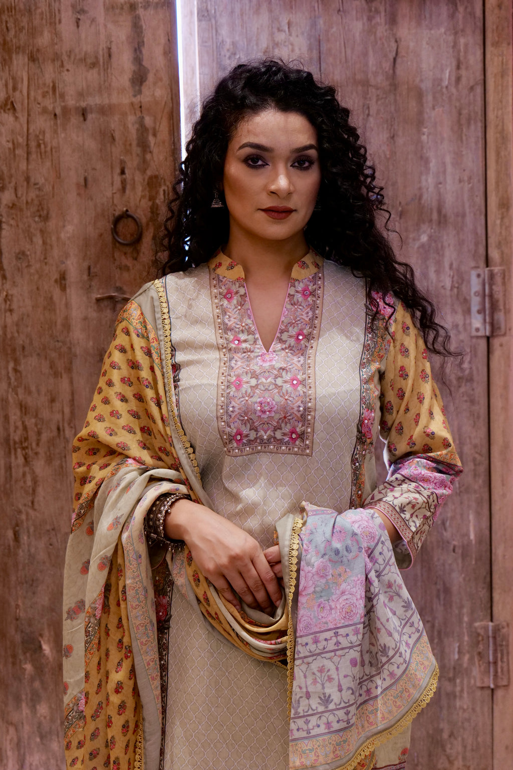 Soft Cotton Digital Printed Kurta with Mul Mul Dupatta & Hand Embroidery – 3 piece