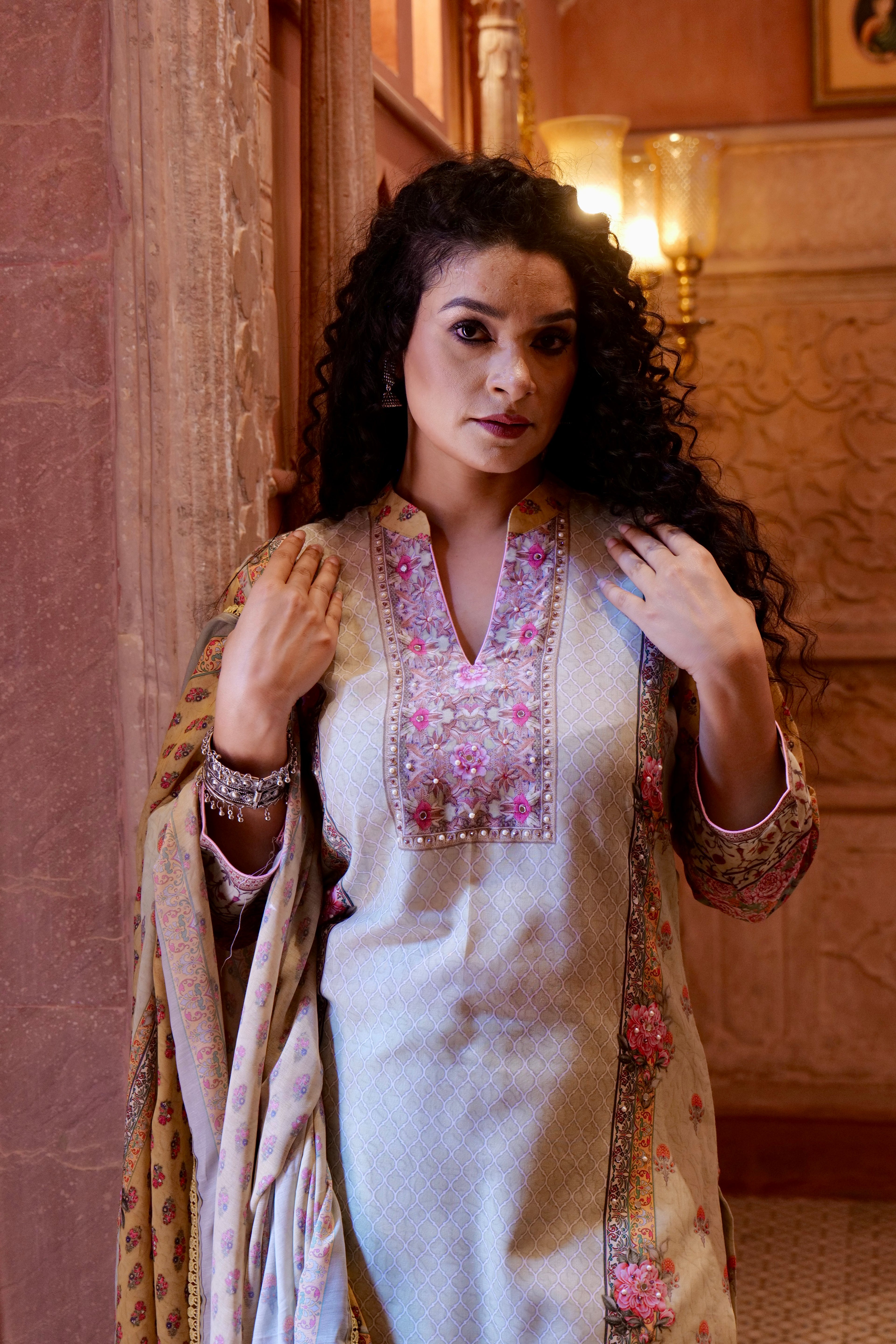 Soft Cotton Digital Printed Kurta with Mul Mul Dupatta & Hand Embroidery – 3 piece