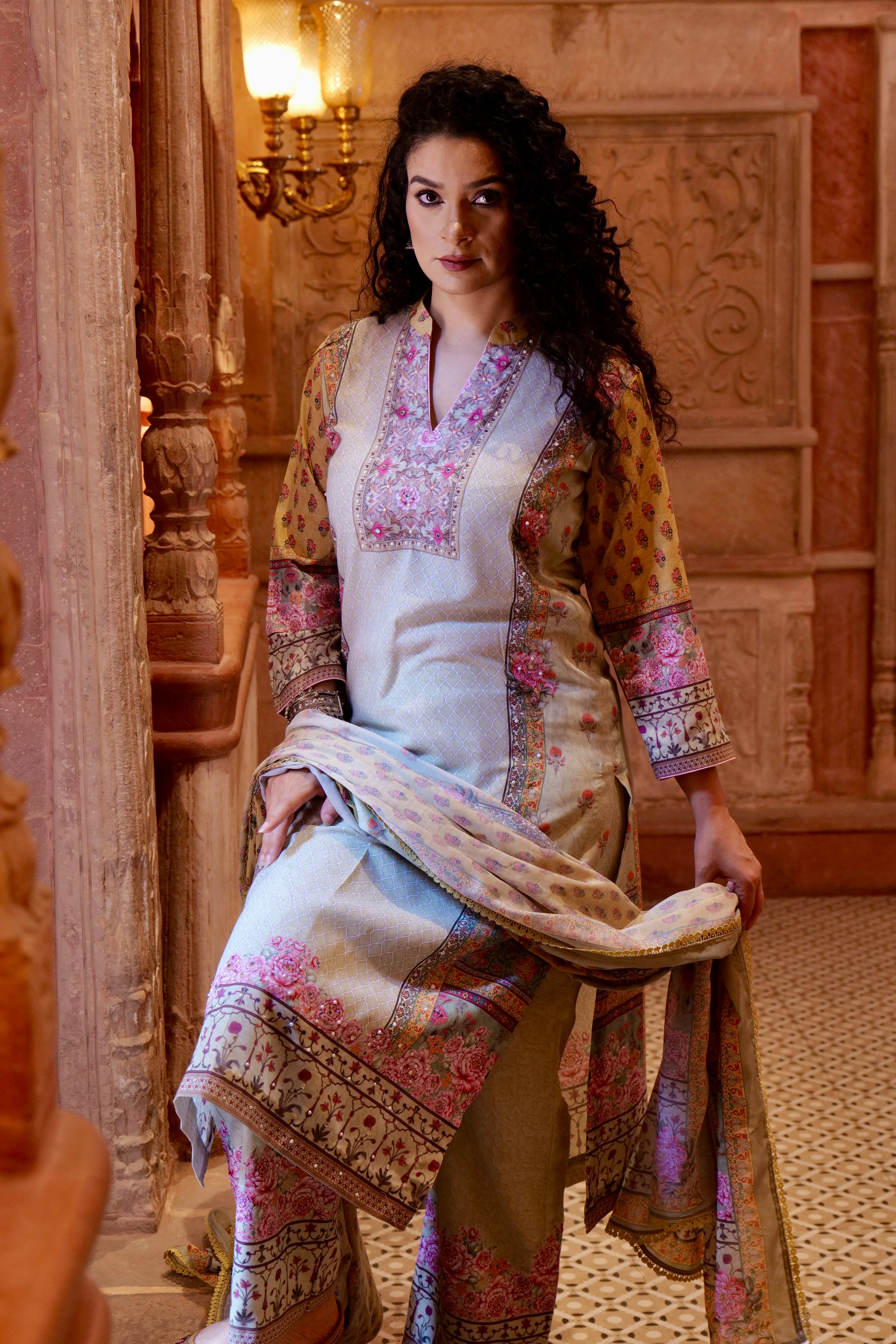 Soft Cotton Digital Printed Kurta with Mul Mul Dupatta & Hand Embroidery – 3 piece