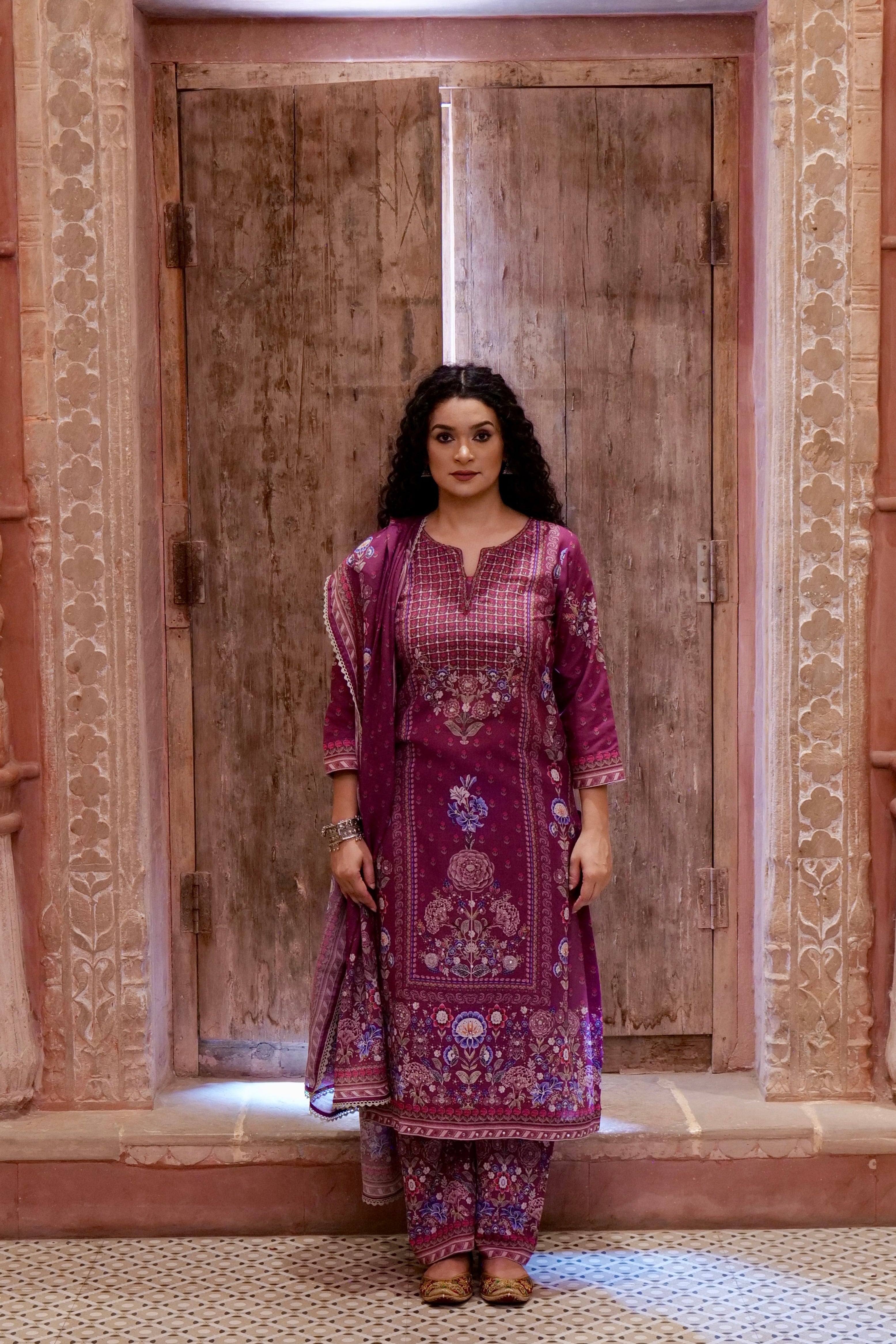 Soft Cotton Digital Printed Kurta with Mul Mul Dupatta & Hand Embroidery – 3 piece