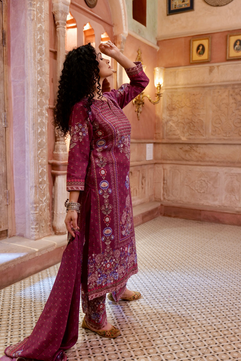 Soft Cotton Digital Printed Kurta with Mul Mul Dupatta & Hand Embroidery – 3 piece