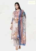 Cotton Muslin Hand Embroidered Kurta Dupatta Set with Muslin Dupatta – 3 piece