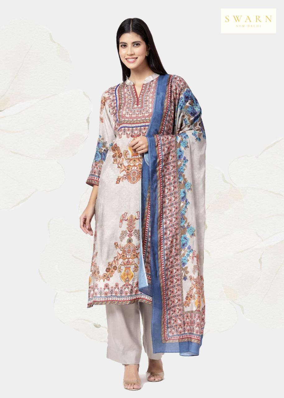 Cotton Muslin Hand Embroidered Kurta Dupatta Set with Muslin Dupatta – 3 piece