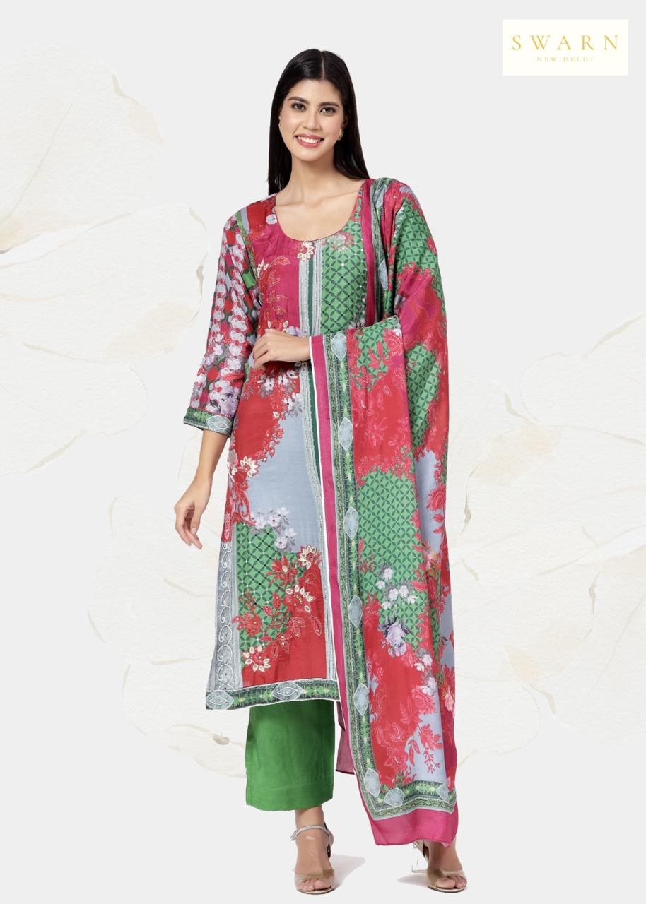 Cotton Muslin Hand Embroidered Kurta Dupatta Set with Muslin Dupatta – 3 piece