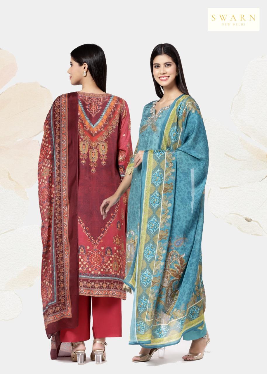 Cotton Muslin Hand Embroidered Kurta Dupatta Set with Chinon Dupatta – 3 piece