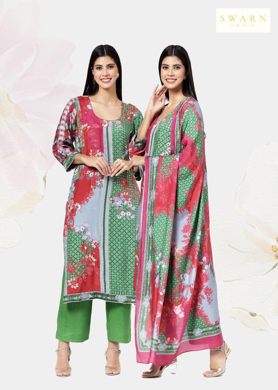 Cotton Muslin Hand Embroidered Kurta Dupatta Set with Muslin Dupatta – 3 piece