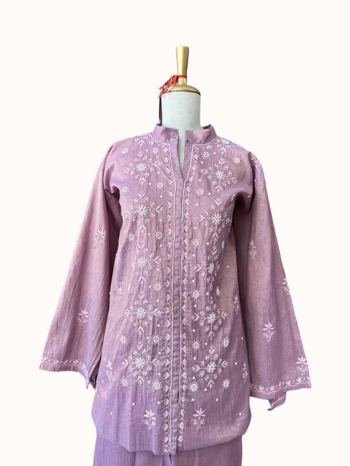 Lavender Tissue Mul Chanderi Co-ord Set | Semi-Stitched 2-Piece Set