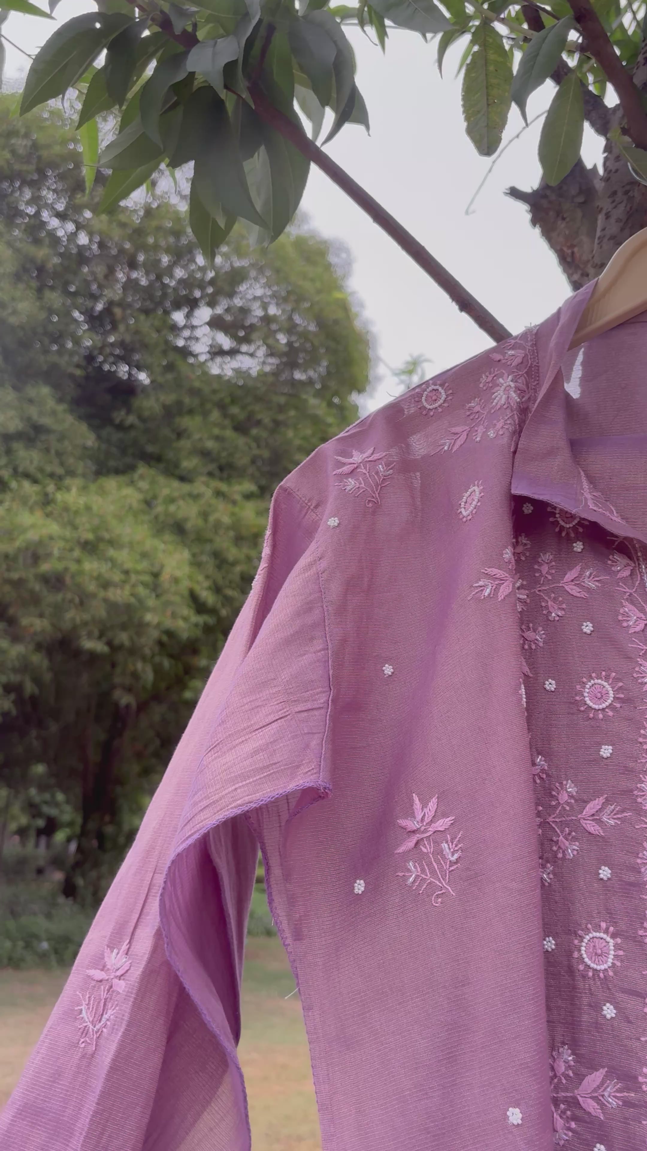 Lavender Tissue Mul Chanderi Co-ord Set | Semi-Stitched 2-Piece Set