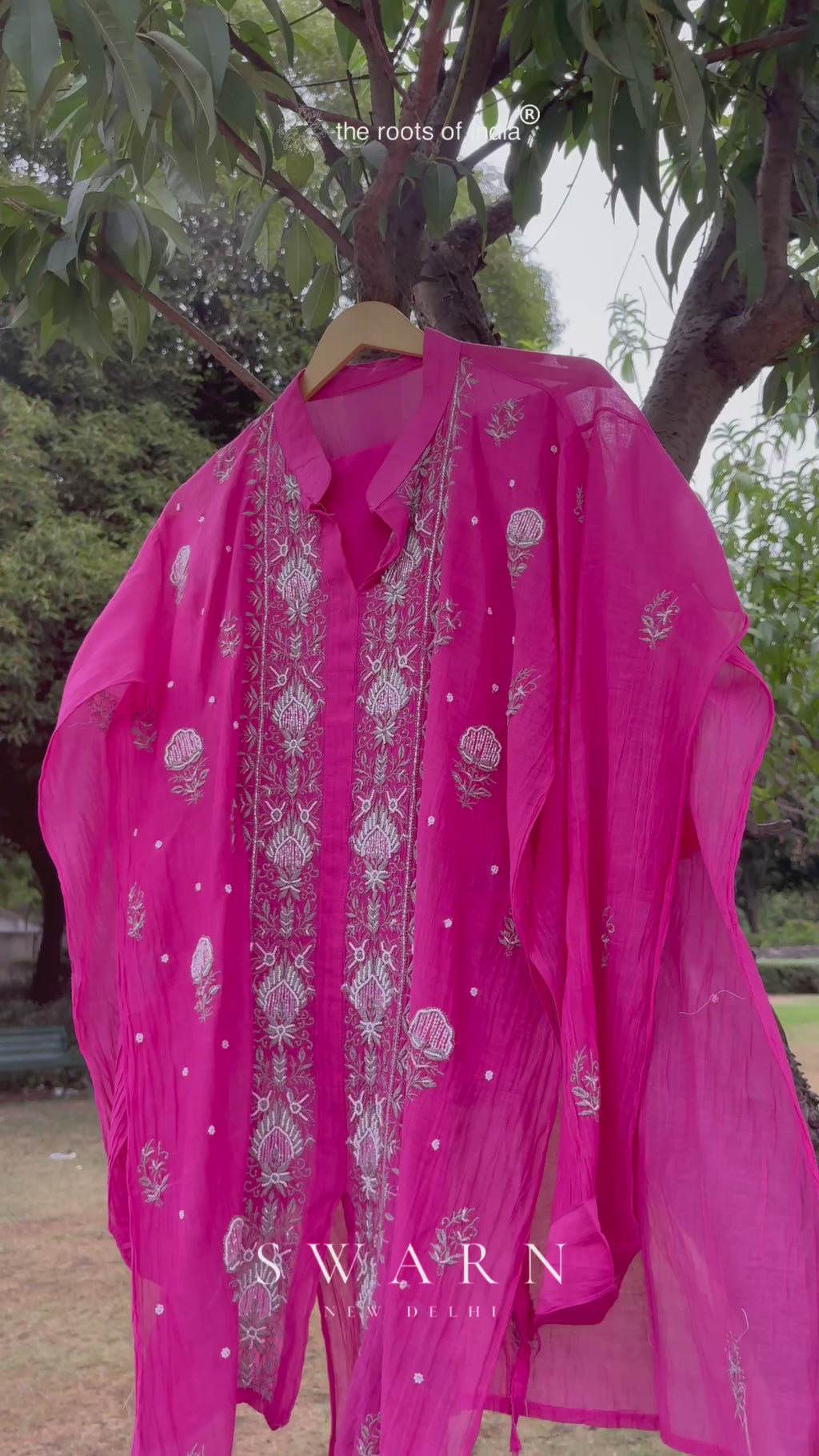 Pink Mul Chanderi Chikankari Co-ord Set | Semi-Stitched 2-Piece Set