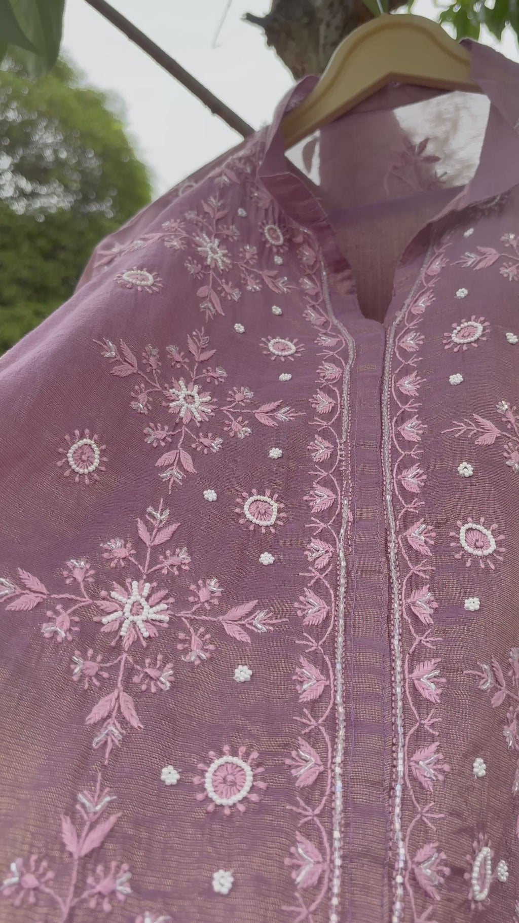 Lavender Tissue Mul Chanderi Co-ord Set | Semi-Stitched 2-Piece Set